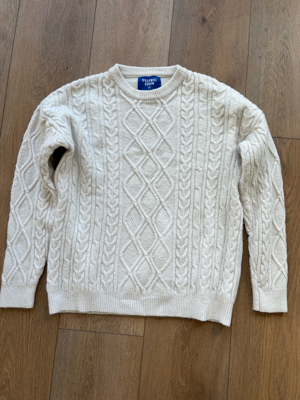 Aelfric Eden Cream Cable Knit Crewneck Sweater